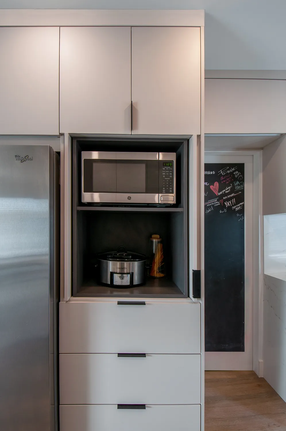 The microwave cabinet: out of sight, still functional