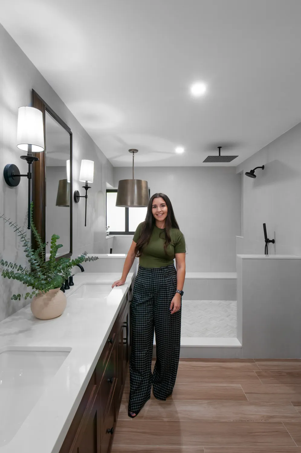 Camila in the renovated bath