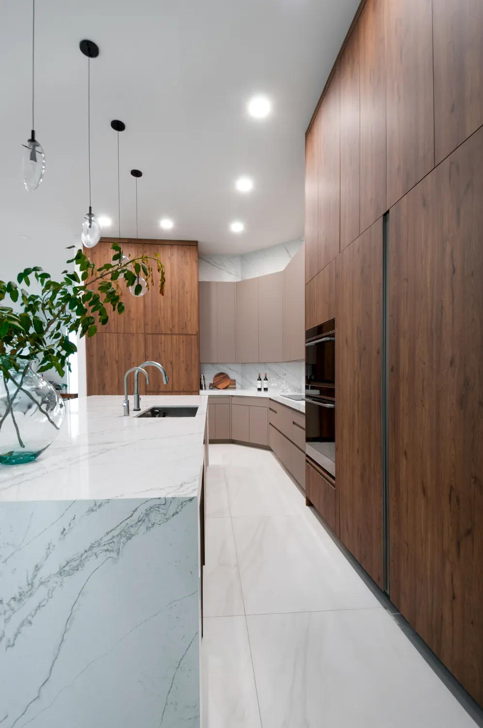 Full-height walnut cabinetry