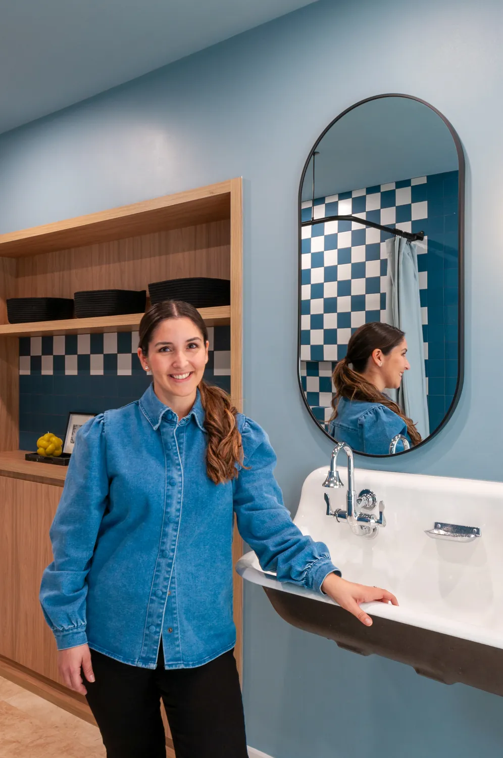 Camila in the finished kids’ bath