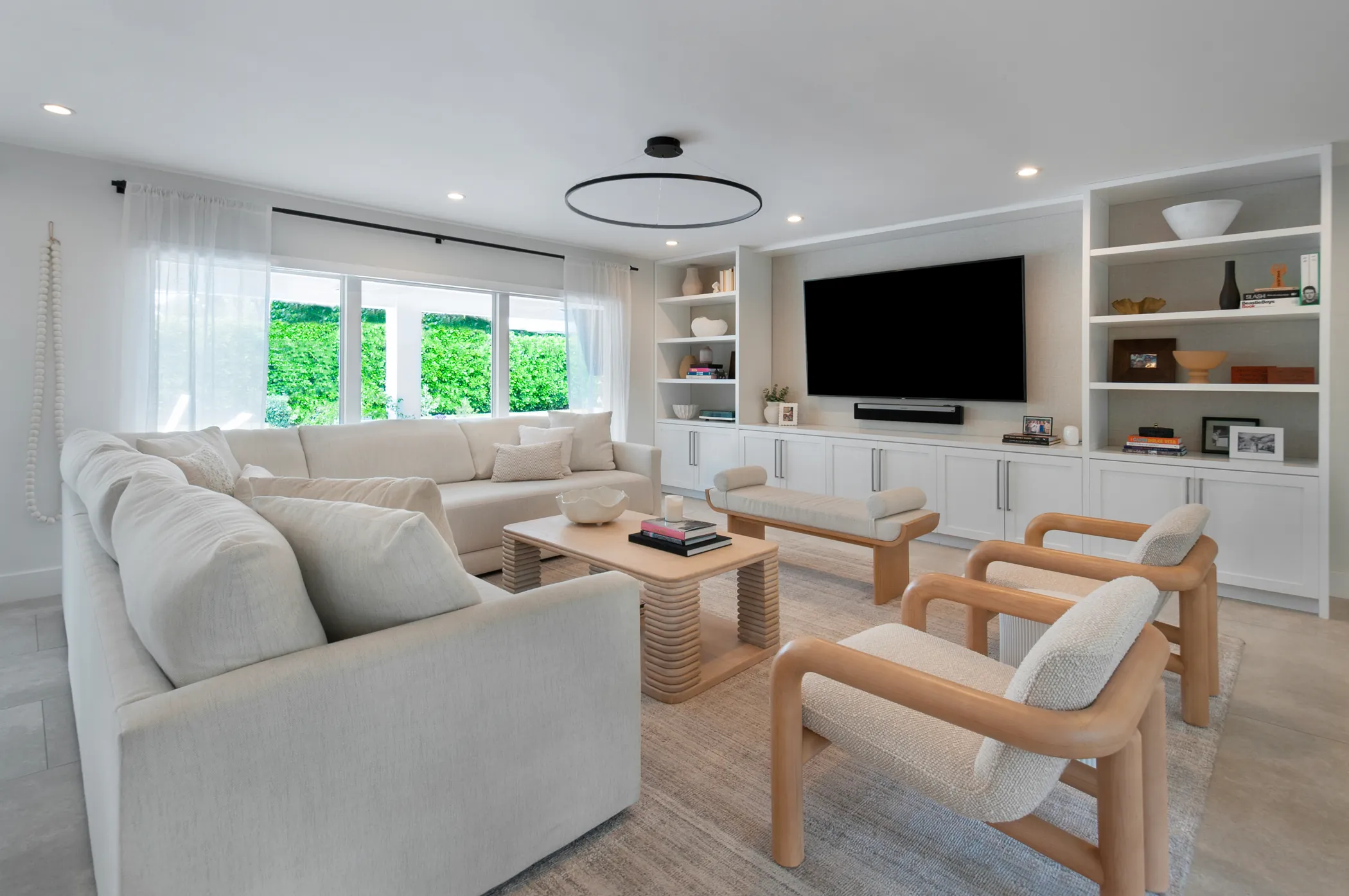 Sectional facing the built-in media wall