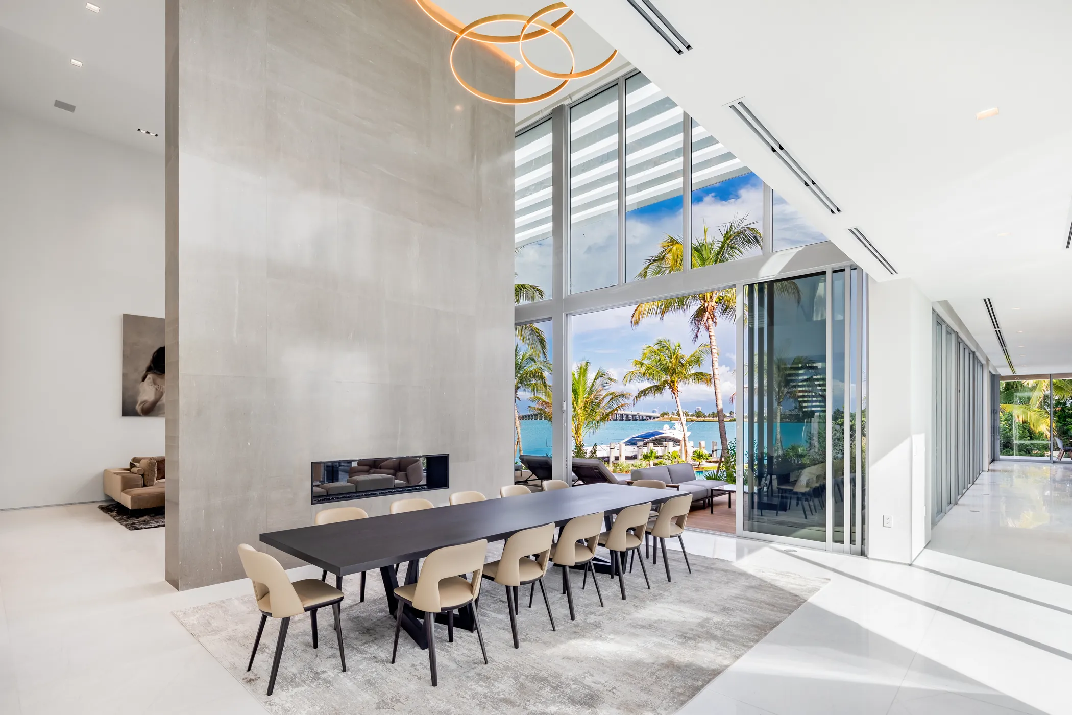 Sabal Palm dining room in a new-build waterfront home