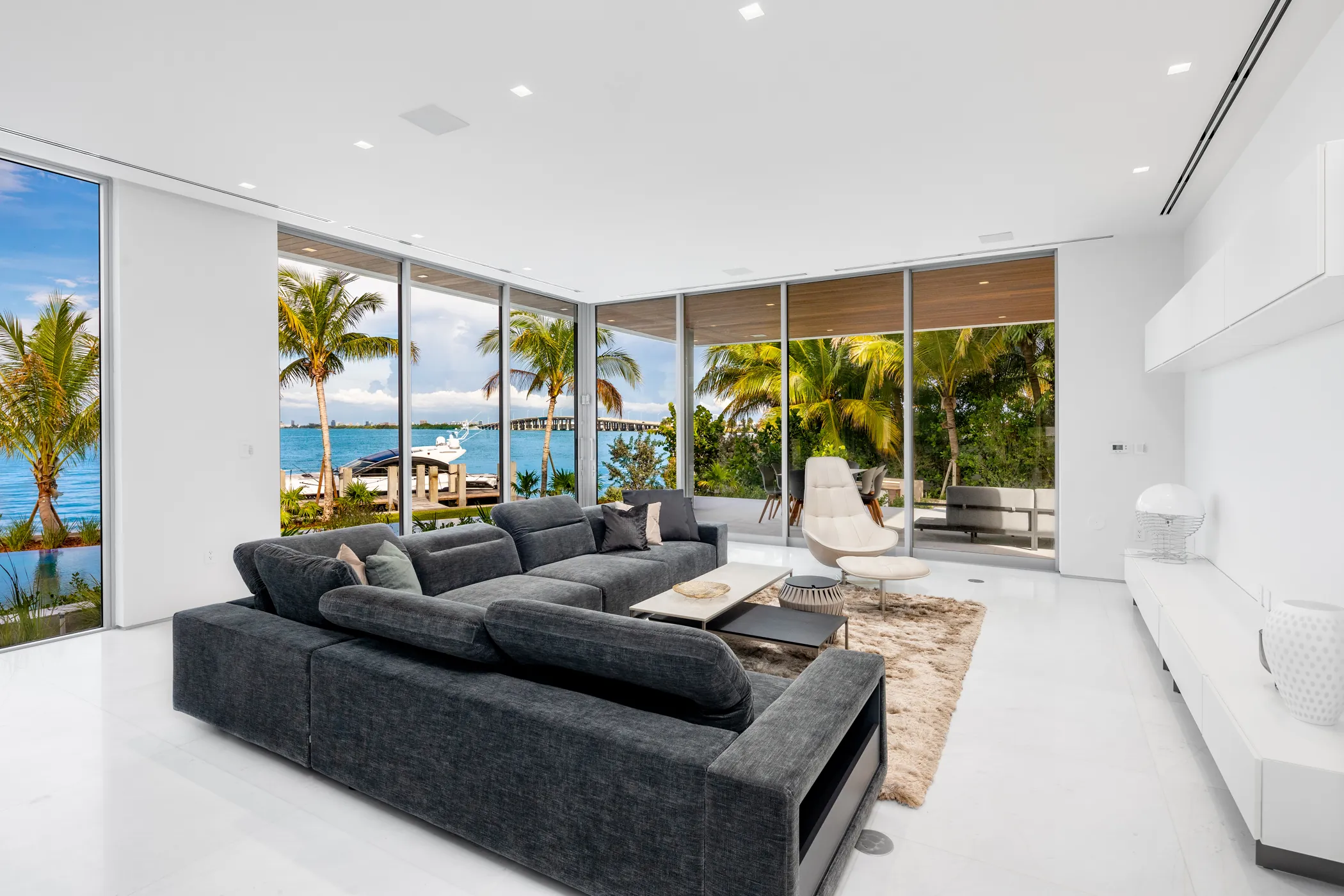 Family room with charcoal sectional